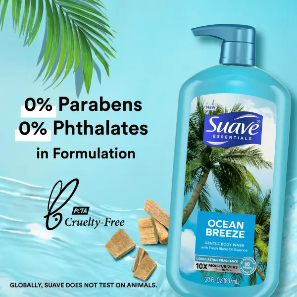Suave Essentials Body Wash, Ocean Breeze