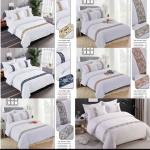 12-piece Plain Lace Duvets 1 quilt, 1 flat bedsheet, 1 fitted bedsheet, 2 pillowcases, 2 cushions, 2 cushion covers, neckroll, 2 pairs of sandals