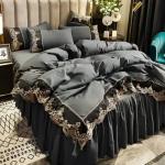 12-piece Plain Lace Duvets 1 quilt, 1 flat bedsheet, 1 fitted bedsheet, 2 pillowcases, 2 cushions, 2 cushion covers, neckroll, 2 pairs of sandals